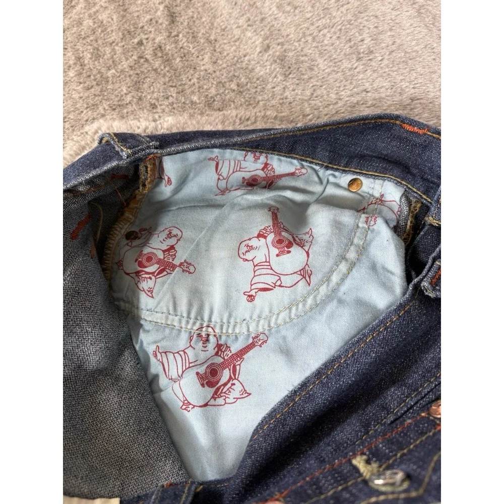 True Religon Ricky Mens Jeans Blue Denim Size 38x32 Flap rear‎ pockets